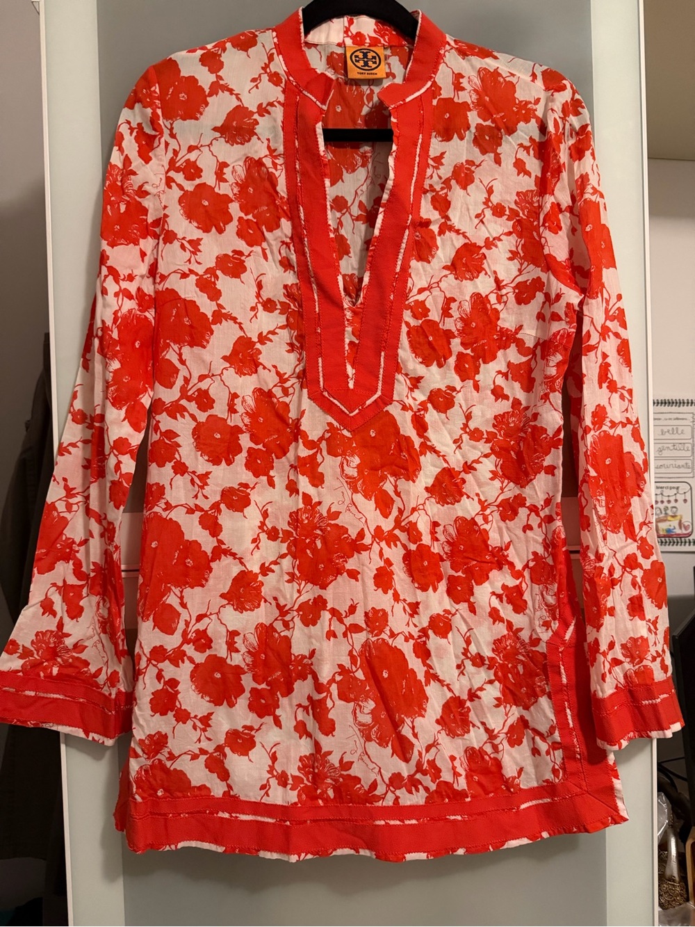 Tory Burch Orange and White Floral Tunic